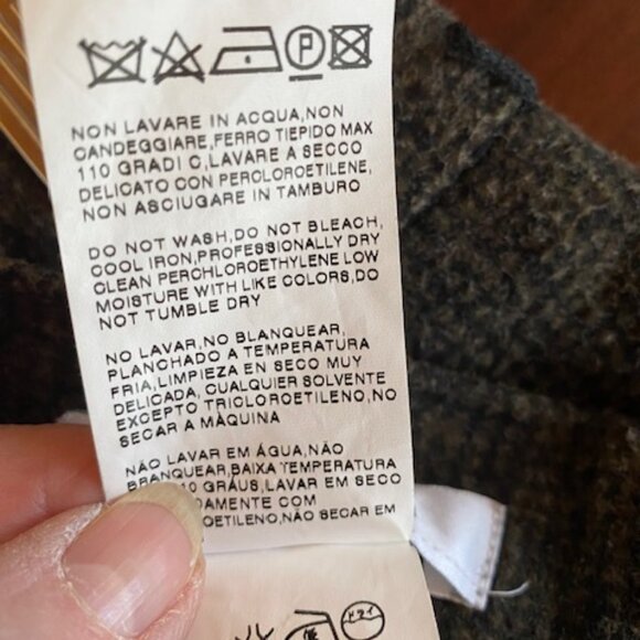 Max Mara Virgin Wool Size 10 Black Brown Herringbone skirt - Picture 6 of 11